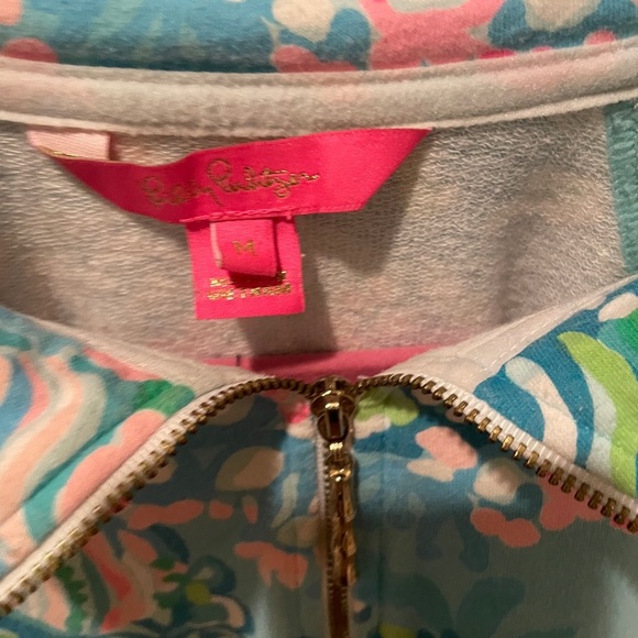 Lilly Pulitzer Ronan Crop Sweatshirt Aqua La Vista pickleball tennis active M - Picture 11 of 12